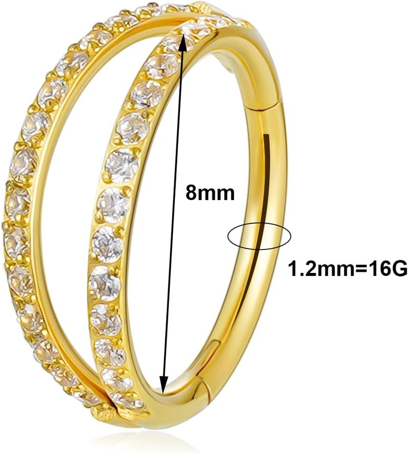 TOMIDES 16G Titanium Cartilage Earring Hoop for Conch Helix Tragus 8mm 10mm 12mm Hypoallergenic Hinged Clicker Nose Rings Septum Piercing Jewelry for Women Men - Image 2